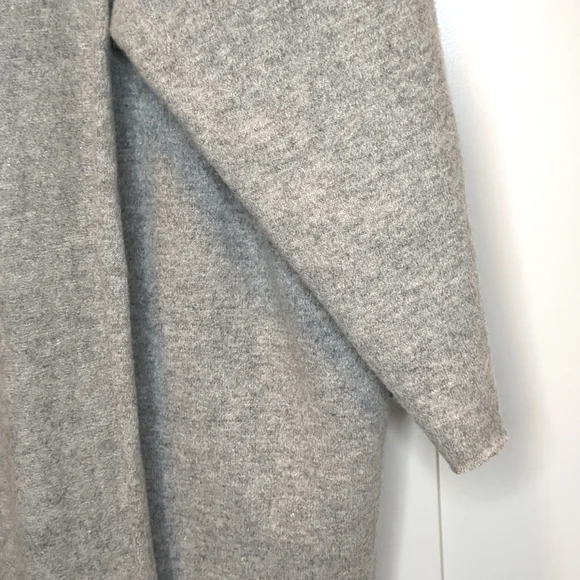 Oak + Fort Grey Wool Blend Long Sweater with Lapels - Picture 3 of 9